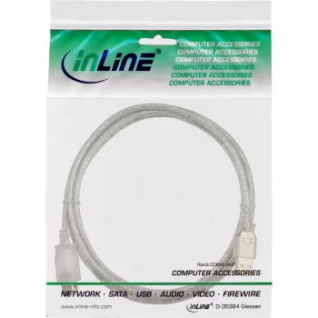 InLine 34650 USB 2.0 ilginimo laidas A tipo kištukas / lizdas 0,5 m permatomas