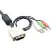 InLine KVM jungiklis 4 prievadai DVI-D + USB + Audio su 2 kabelių rinkiniais