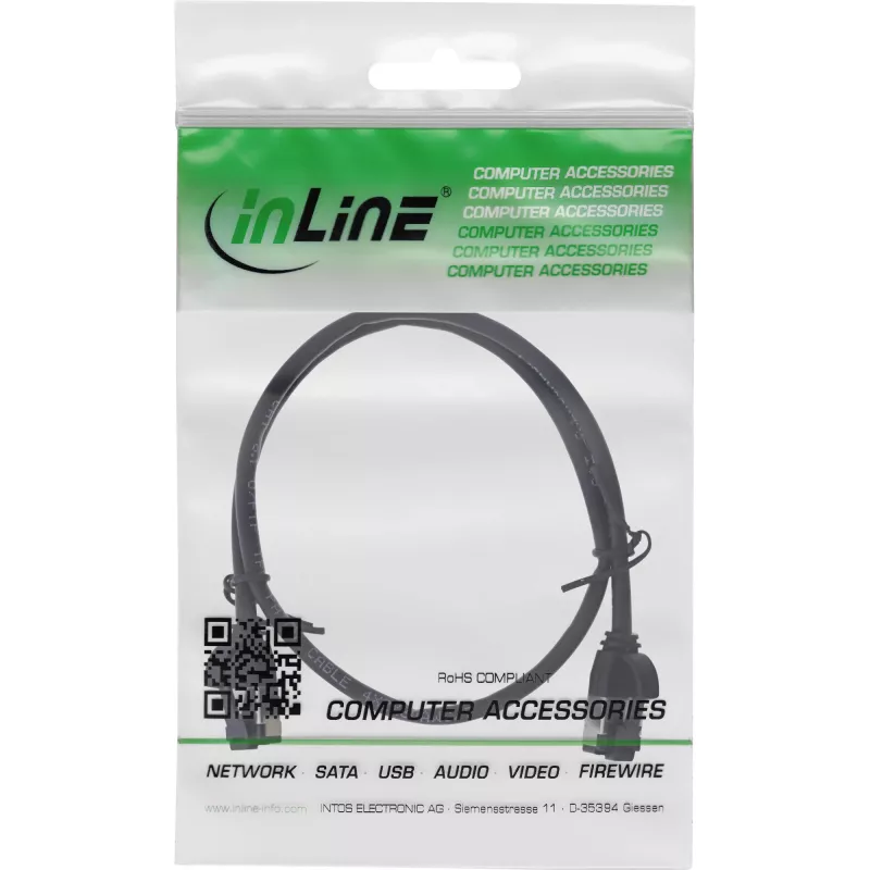 InLine Patch laidas plonas, U/FTP, Cat.8.1, TPE halogen-free, juodas 1,5 m