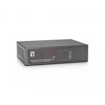 LevelOne 8 prievadų Fast Ethernet PoE jungiklis, 802.3at/af PoE, 4 PoE išėjimai, 65 W