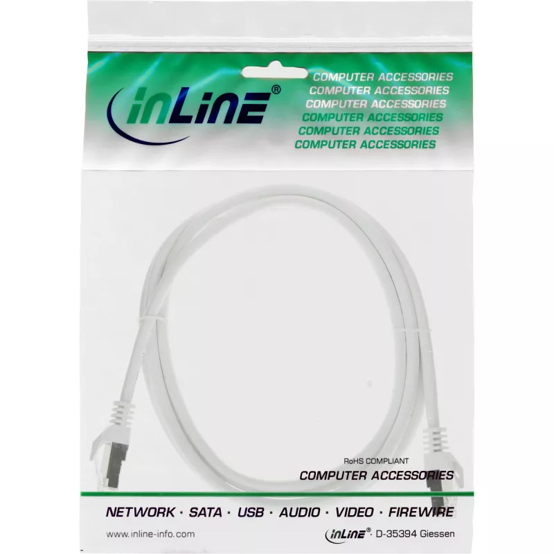 InLine Patch Laidas SF/UTP Cat.5e baltas 1m