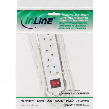 InLine 16441T ilgintuvas, 4 lizdai, 2x CEE7/3 + 2x Euro CEE 7/16, baltas, 1,5 m