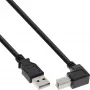 InLine USB 2.0 laidas, žemyn lenktas A tipo kištukas / B tipo kištukas, juodas, 2 m