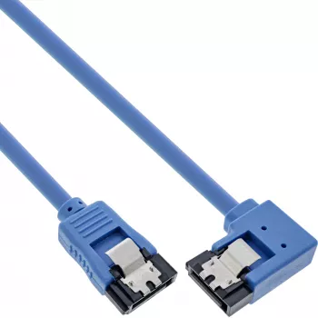 InLine SATA 6Gb/s apvalus laidas, vienas galas 90° kampu, su fiksatoriais, 0,5 m