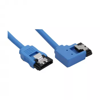 InLine SATA 6Gb/s apvalus kabelis mėlynas kairysis 90° lizdas su fiksatoriais 0,5 m