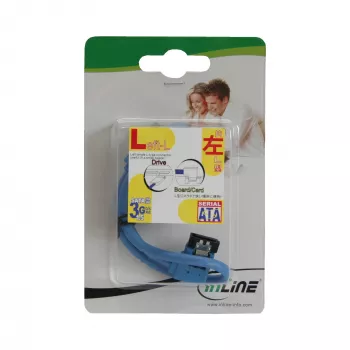 InLine SATA 6Gb/s apvalus kabelis mėlynas kairysis 90° lizdas su fiksatoriais 0,5 m