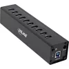 InLine USB 3.0 10 prievadų šakotuvas aliumininiame korpuse su 4A maitinimo šaltiniu, juodas