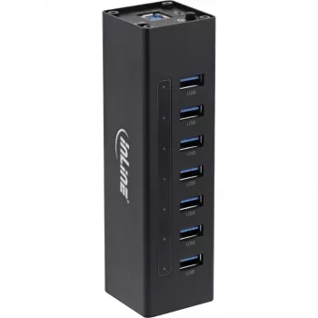 InLine USB 3.0 7 prievadų centras (hub) su aliumininiu korpusu ir 2,5A maitinimo šaltiniu
