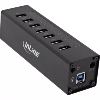 InLine USB 3.0 7 prievadų centras (hub) su aliumininiu korpusu ir 2,5A maitinimo šaltiniu