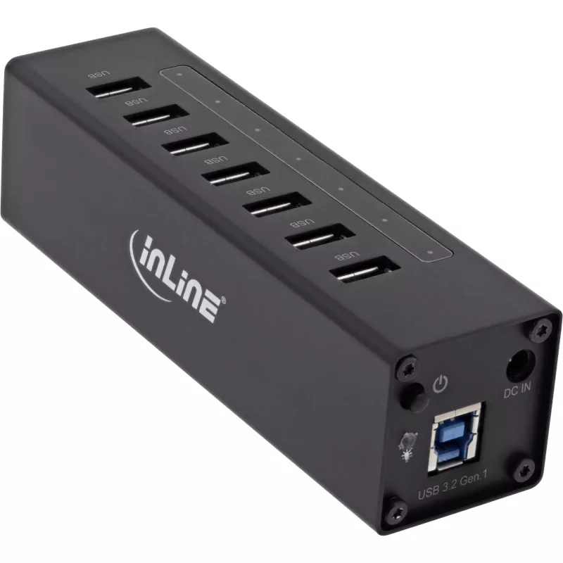 InLine USB 3.0 7 prievadų centras (hub) su aliumininiu korpusu ir 2,5A maitinimo šaltiniu