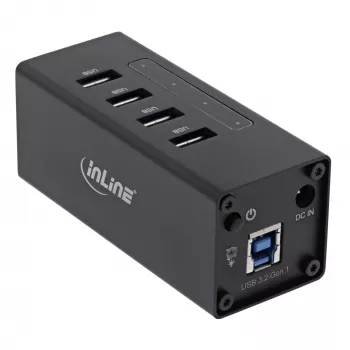InLine USB 3.0 4 prievadų aktyvus USB šakotuvas su 2,5 A maitinimo šaltiniu, aliuminio korpusas