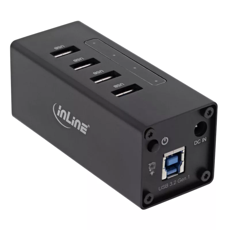 InLine USB 3.0 4 prievadų aktyvus USB šakotuvas su 2,5 A maitinimo šaltiniu, aliuminio korpusas