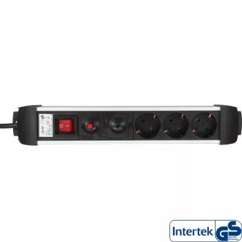 InLine Socket Strip aliumininis 6 lizdų su apsauga ir jungikliu, 1,5 m