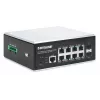 Intellinet 508278 pramoninis 8 prievadų Gigabit PoE+ L2+ komutatorius su valdymu per naršyklę ir 2 SFP prievadais, 30 W vienam prievadui, DIN bėgeliui, metalinis IP30 korpusas, be ventiliatoriaus, nuo -40 iki 85 °C
