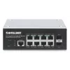 Intellinet 508278 pramoninis 8 prievadų Gigabit PoE+ L2+ komutatorius su valdymu per naršyklę ir 2 SFP prievadais, 30 W vienam prievadui, DIN bėgeliui, metalinis IP30 korpusas, be ventiliatoriaus, nuo -40 iki 85 °C