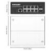 Intellinet 508278 pramoninis 8 prievadų Gigabit PoE+ L2+ komutatorius su valdymu per naršyklę ir 2 SFP prievadais, 30 W vienam prievadui, DIN bėgeliui, metalinis IP30 korpusas, be ventiliatoriaus, nuo -40 iki 85 °C