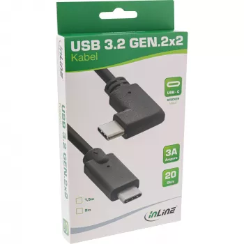 InLine USB 3.2 Gen.2 laidas, USB-C kištukas/kištukas kampuotas, juodas, 2m