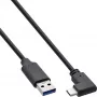 InLine USB 3.2 laidas, USB-C kištukas kampuotas į USB-A kištuką, juodas, 0,3 m