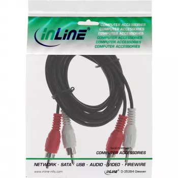InLine garso laidas, 2x RCA M/M 1 m, juodas