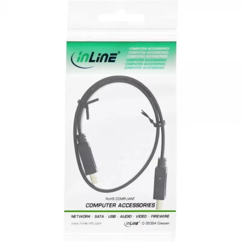InLine HDMI plokščias laidas High Speed su Ethernet auksuoti kontaktai juodas 0.5m