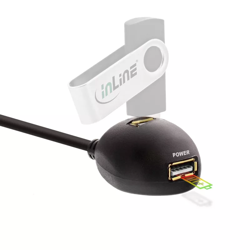 InLine USB 3.2 Gen.1 ilginimo laidas USB A kištukas / A lizdas + maitinimas, su stovu, juodas, 3 m
