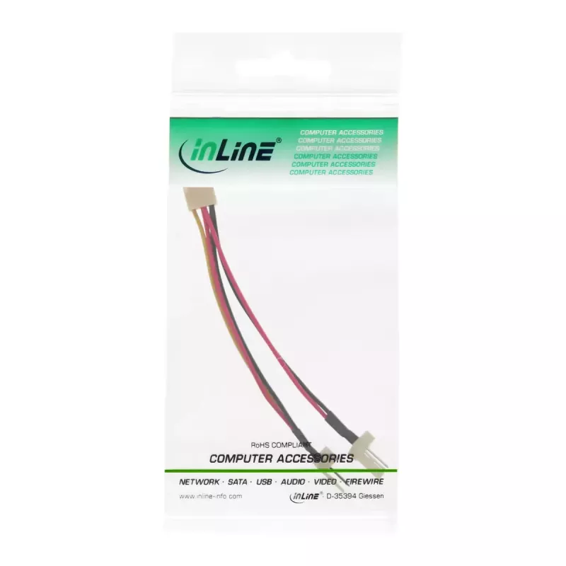 InLine Ventiliatorių Y-Adapteris 3pin Molex moteriškas / 2× 3pin Molex vyriškas 100 vnt.