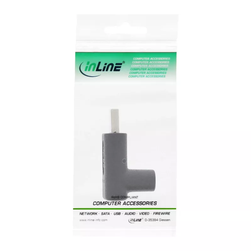 USB 3.2 Gen.2 adapteris InLine 35807 USB-C kištukas į lizdą, lenktas aukštyn/žemyn