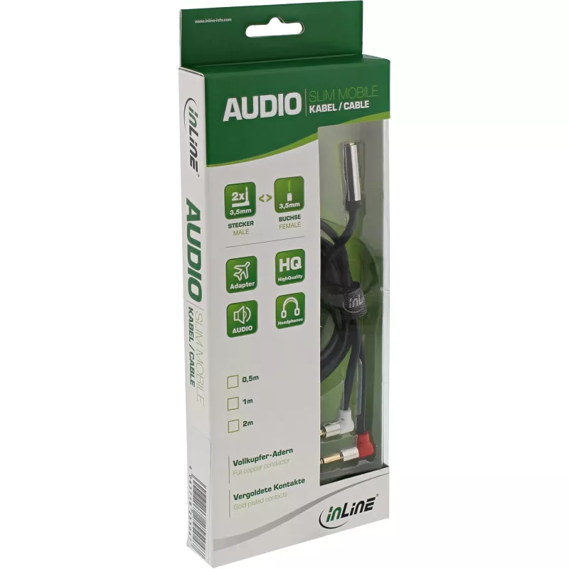 InLine Slim Audio lėktuvo sėdynės adapteris 2x 3,5 mm kištukas į 1x lizdą, 0,15 m