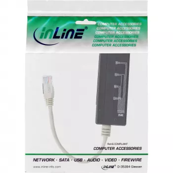 InLine 4 krypčių telefono prievado skirstytuvas, RJ45 kištukas į 4× RJ45 lizdus, 0,15 m