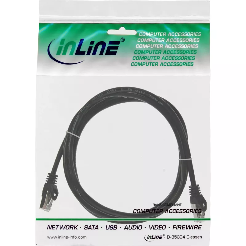 InLine Patch Laidas SF/UTP Cat.5e juodas 2m