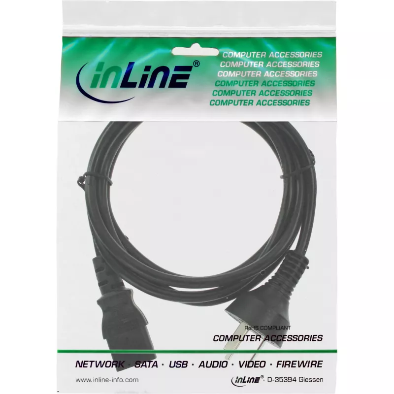 InLine maitinimo laidas, Kinijos kištukas / 3 kontaktų IEC C13, 0,5 m
