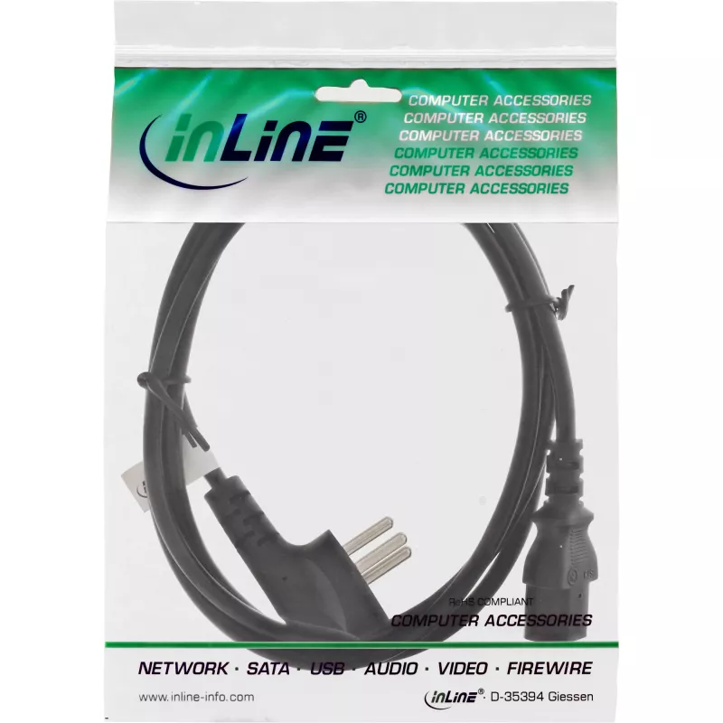 InLine maitinimo laidas, Izraelio H tipas / 3 kontaktų IEC C13 kištukas, 3 m