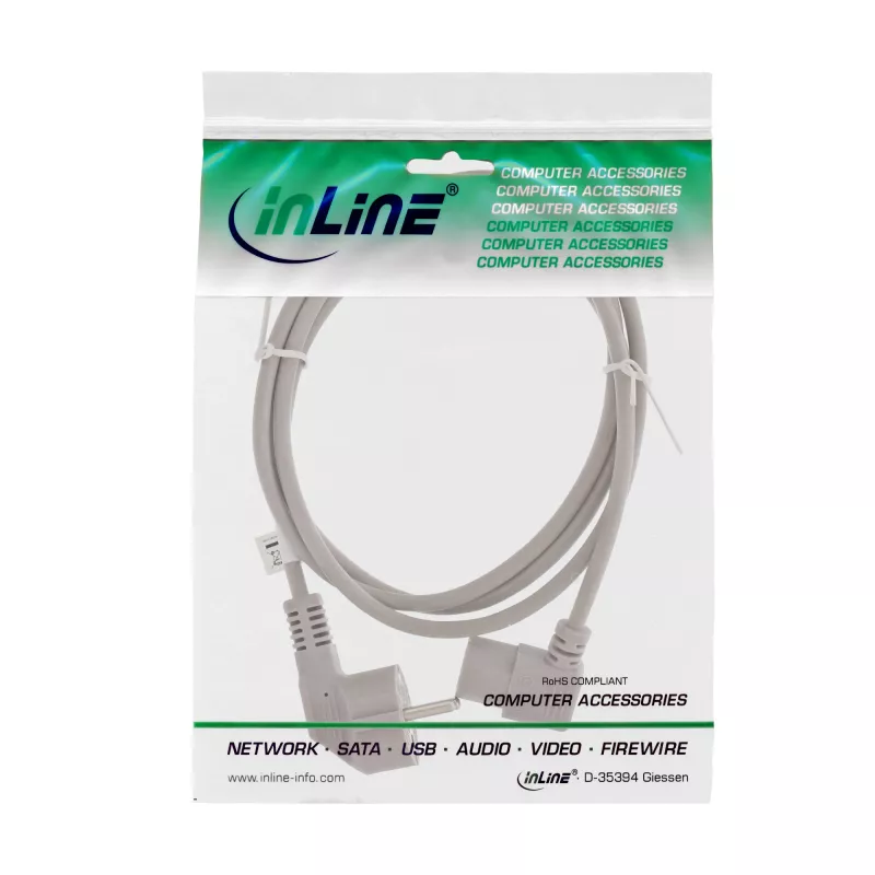 InLine maitinimo laidas, CEE 7/7 kampuotas / 3 kontaktų IEC C13 kampuotas, pilkas, 1 m