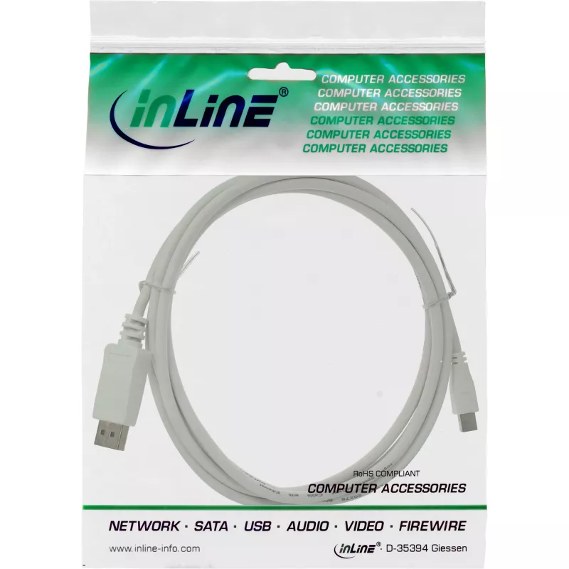 InLine Mini DisplayPort į DisplayPort laidas baltas 1,5 m