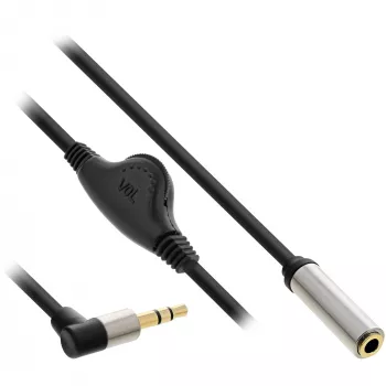 InLine Slim Audio Laidas 3,5 mm M kampu / F su garsumo valdymu 0,25 m