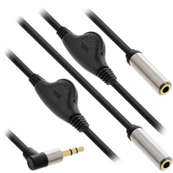 InLine garso Y-laidinukas 3,5 mm M / 2x F su garsumo valdymu 0,25 m