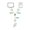 InLine Y maitinimo laidas 1x CEE 7/7 kampuotas / 2x 3 kontaktų IEC C13 kištukas, 1 m