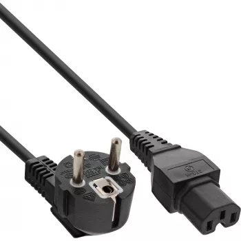 InLine maitinimo laidas, CEE7/7 kampuotas į C15 tiesų, 3 x 1 mm², juodas, 2 m