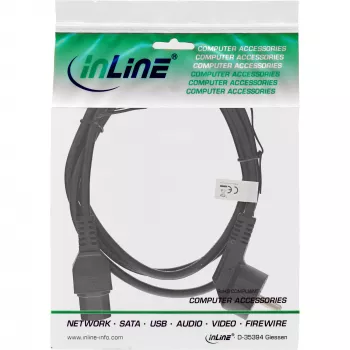 InLine maitinimo laidas, CEE7/7 kampuotas į C15 tiesų, 3 x 1 mm², juodas, 2 m