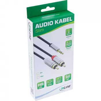 Garso laidas 3,5 mm lizdas / 2x RCA kištukas 5 m InLine 99245