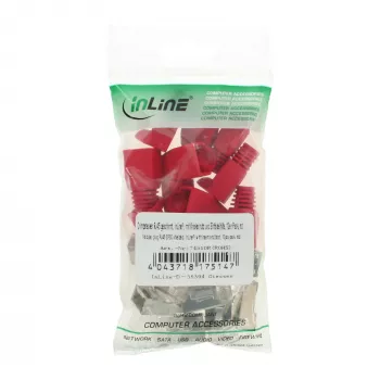 InLine RJ45 8P8C ekranuota jungtis su laidų įvedikliu ir lenkimo apsauga, raudona