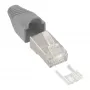 InLine RJ45 8P8C ekranuotas užspaudžiamas lizdas su laidų kreiptuvu ir apsauga nuo lenkimo, pilkas