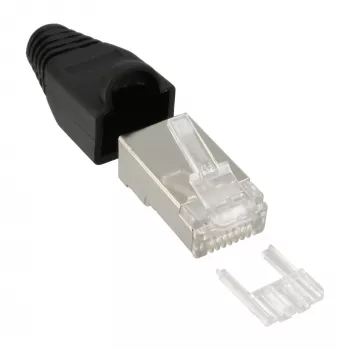InLine RJ45 8P8C ekranuotas jungtis su laidų įvėrimo pagalba ir apsauga nuo lenkimo, 100 vnt.