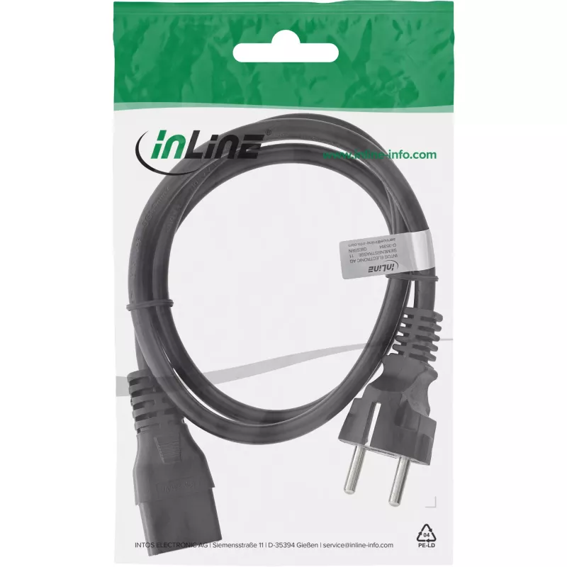 InLine maitinimo laidas 16A CEE 7/7 tiesus / IEC320 C19 3m