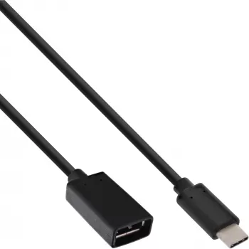 InLine USB 3.2 Gen.1x2 adapterio laidas, USB-C kištukas / A lizdas, juodas, 0,15 m