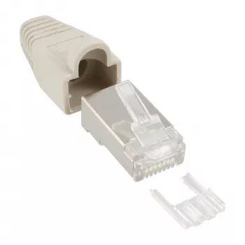 InLine RJ45 8P8C ekranuota jungtis su vielos kreiptuvu ir lenkimo apsauga smėlio spalvos