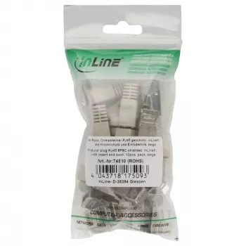 InLine RJ45 8P8C ekranuota jungtis su vielos kreiptuvu ir lenkimo apsauga smėlio spalvos