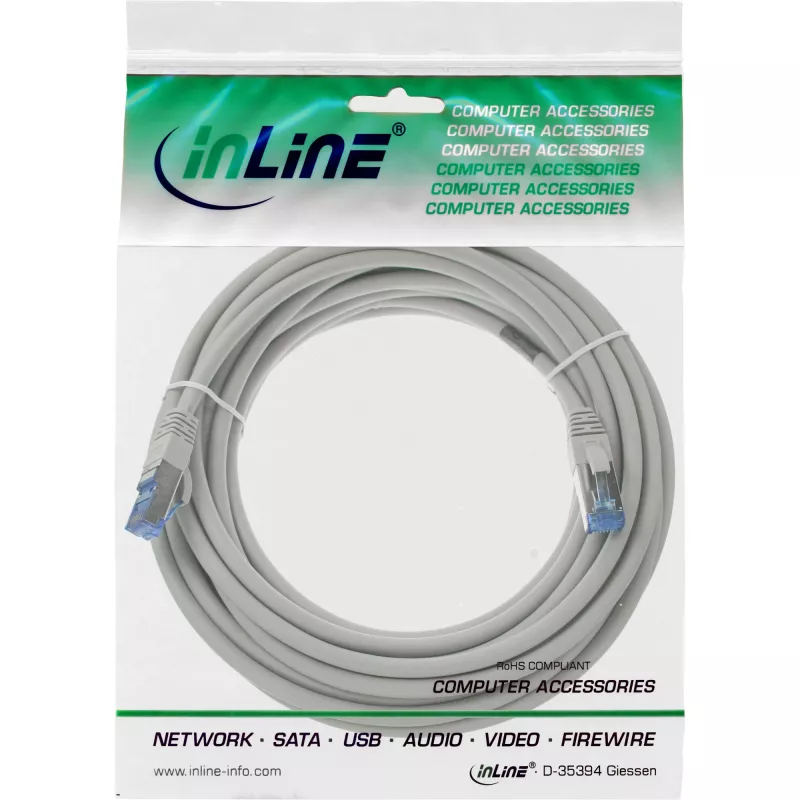 InLine Patch Laidas S/FTP PiMF Cat.6A halogen free 500MHz pilkas 7,5m