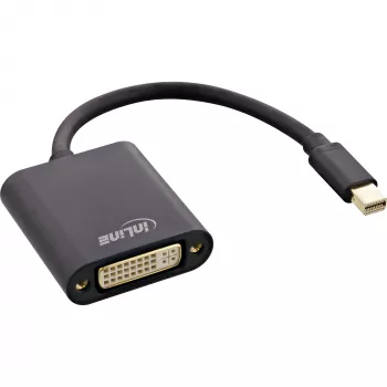 InLine Mini DisplayPort kištukas / DVI-D 24+1 lizdas adapteris aliuminis juodas, 0,15 m