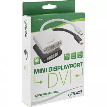 InLine Mini DisplayPort kištukas / DVI-D 24+1 lizdas adapteris aliuminis juodas, 0,15 m